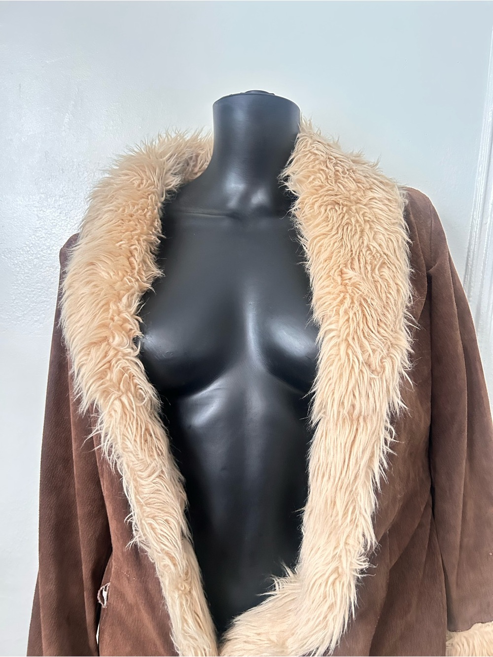 Wilsons Leather Brown Teddy Jacket with Cream Faux-Fur Trim